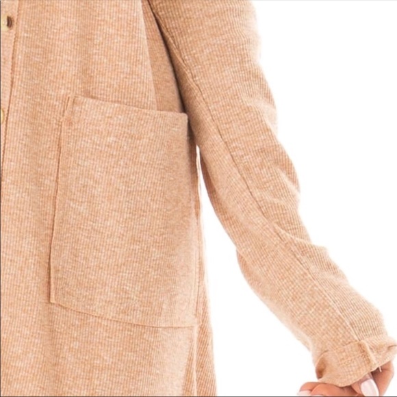 Oatmeal two toned hi low cardigan - Picture 8 of 8